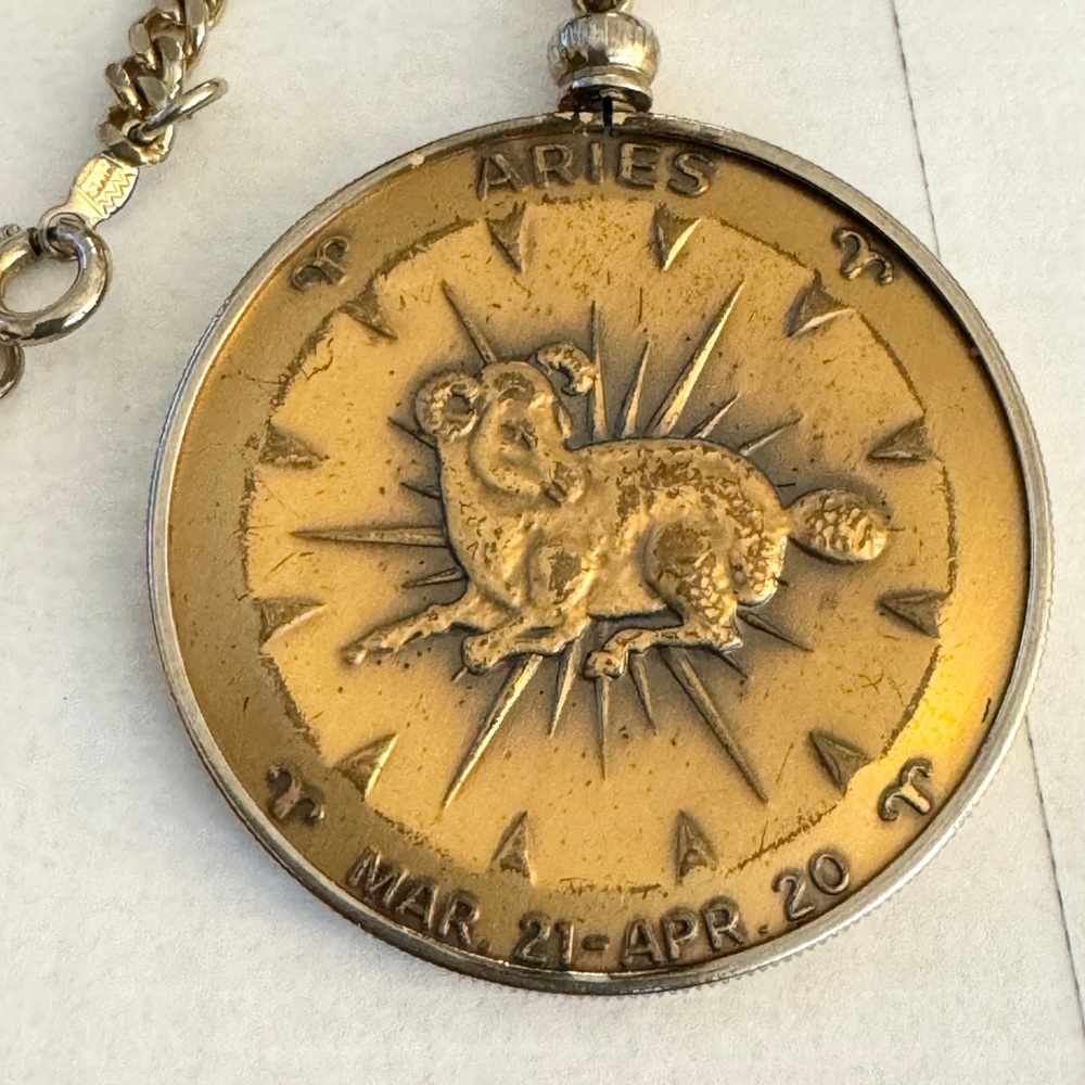Aries Zodiac Pendant Necklace - Gold-Tone Men’s Jewelry